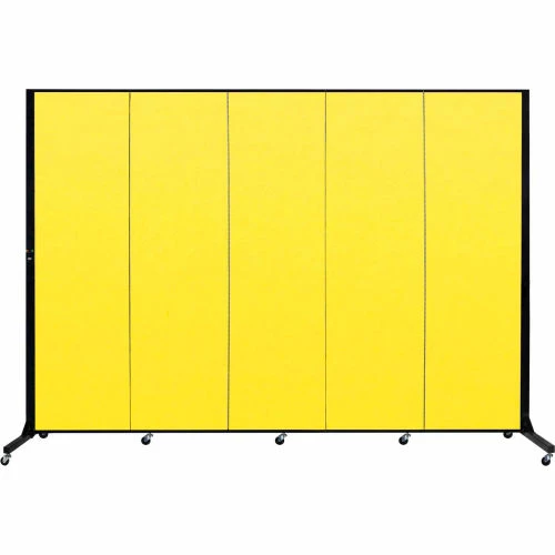 Screenflex 5 Panel Light-Duty Portable Room Divider, 6'5"H x 9'5"W, Fabric Color: Primary Yellow