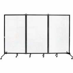 Screenflex 3 Panel Foldable Divider, 6'2"H x 10'0"W, Clear Acrylic
