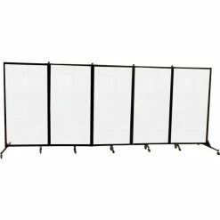Screenflex 5 Panel Foldable Divider, 6'2"H x 16'8"W, Clear Acrylic