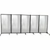 Screenflex 5 Panel Foldable Divider, 6'2"H x 16'8"W, Complete Frosted