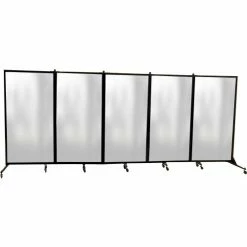 Screenflex 5 Panel Foldable Divider, 6'2"H x 16'8"W, Complete Frosted