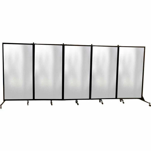 Screenflex 5 Panel Foldable Divider, 6'2"H x 16'8"W, Complete Frosted