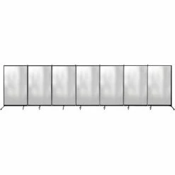 Screenflex 7 Panel Foldable Divider, 6'2"H x 23'4"W, Complete Frosted