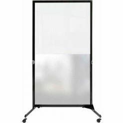 Screenflex 1 Panel Foldable Divider, 6'2"H x 3'4"W, Bottom 1/2 Frosted, Minor Assembly Required