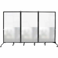 Screenflex 3 Panel Foldable Divider, 6'2"H x 10'0"W, Bottom 1/2 Frosted