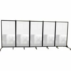 Screenflex 5 Panel Foldable Divider, 6'2"H x 16'8"W, Bottom 1/2 Frosted