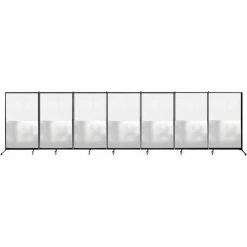 Screenflex 7 Panel Foldable Divider, 6'2"H x 23'4"W, Bottom 1/2 Frosted