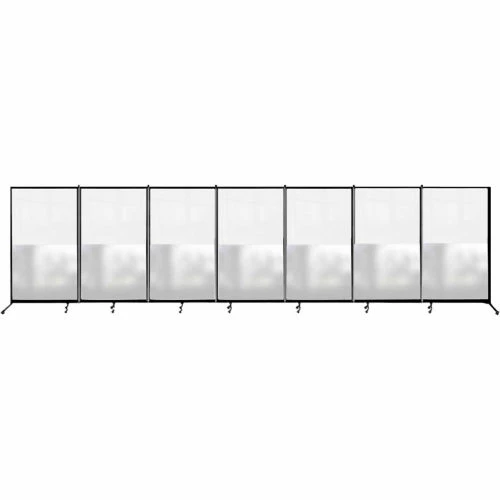 Screenflex 7 Panel Foldable Divider, 6'2"H x 23'4"W, Bottom 1/2 Frosted