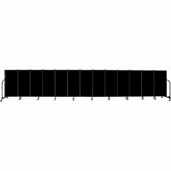 Screenflex 13 Panel Portable Room Divider, 4'H x 24'1"W, Fabric Color: Charcoal Black