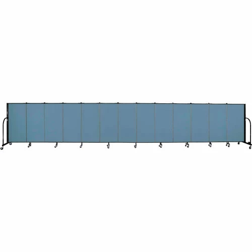Screenflex 13 Panel Portable Room Divider, 4'H x 24'1"W, Fabric Color: Blue