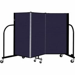 Screenflex 3 Panel Portable Room Divider, 4' H x 5'9" W, Fabric Color: Navy