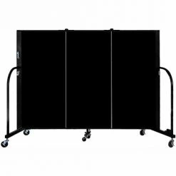 Screenflex 3 Panel Portable Room Divider, 4'H x 5'9"W, Fabric Color: Charcoal Black