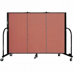Screenflex 3 Panel Portable Room Divider, 4'H x 5'9"W, Fabric Color: Cranberry