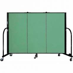 Screenflex 3 Panel Portable Room Divider, 4'H x 5'9"W, Fabric Color: Sea Green