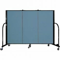Screenflex 3 Panel Portable Room Divider, 4'H x 5'9"W, Fabric Color: Blue
