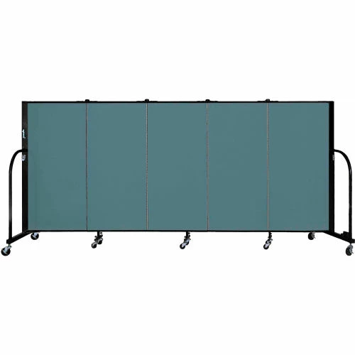 Screenflex 5 Panel Portable Room Divider, 4'H x 9'5"W, Fabric Color: Lake