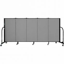 Screenflex 5 Panel Portable Room Divider, 4'H x 9'5"W, Fabric Color: Stone
