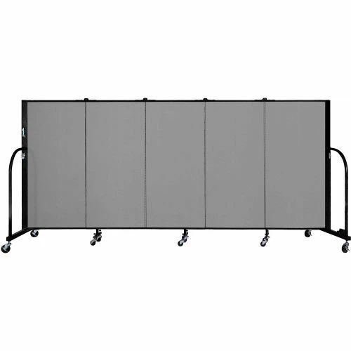 Screenflex 5 Panel Portable Room Divider, 4'H x 9'5"W, Fabric Color: Stone