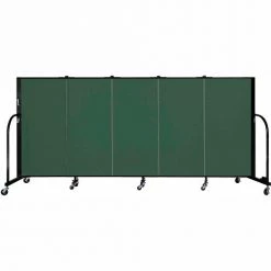 Screenflex 5 Panel Portable Room Divider, 4'H x 9'5"W, Fabric Color: Mallard