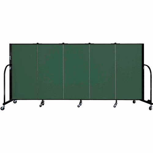 Screenflex 5 Panel Portable Room Divider, 4'H x 9'5"W, Fabric Color: Mallard
