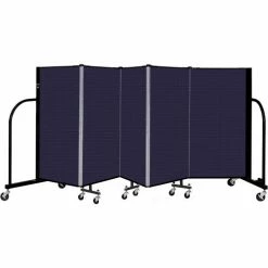 Screenflex 5 Panel Portable Room Divider, 4' H x 9'5" W, Fabric Color: Navy