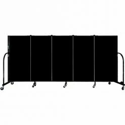 Screenflex 5 Panel Portable Room Divider, 4'H x 9'5"W, Fabric Color: Charcoal Black