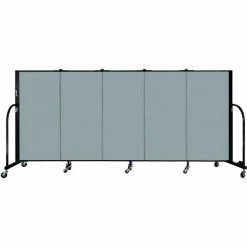 Screenflex 5 Panel Portable Room Divider, 4'H x 9'5"W, Fabric Color: Grey Stone