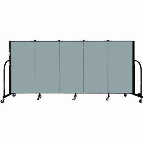 Screenflex 5 Panel Portable Room Divider, 4'H x 9'5"W, Fabric Color: Grey Stone