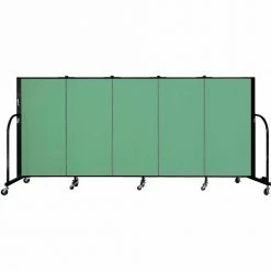 Screenflex 5 Panel Portable Room Divider, 4'H x 9'5"W, Fabric Color: Sea Green