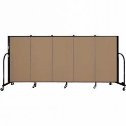 Screenflex 5 Panel Portable Room Divider, 4'H x 9'5"W, Fabric Color: Beech