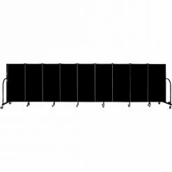 Screenflex 9 Panel Portable Room Divider, 4'H x 16'9"W, Fabric Color: Charcoal Black