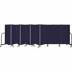 Screenflex 11 Panel Portable Room Divider, 5' H x 20'5" W, Fabric Color: Navy