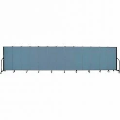 Screenflex 13 Panel Portable Room Divider, 5'H x 24'1"W, Fabric Color: Summer Blue