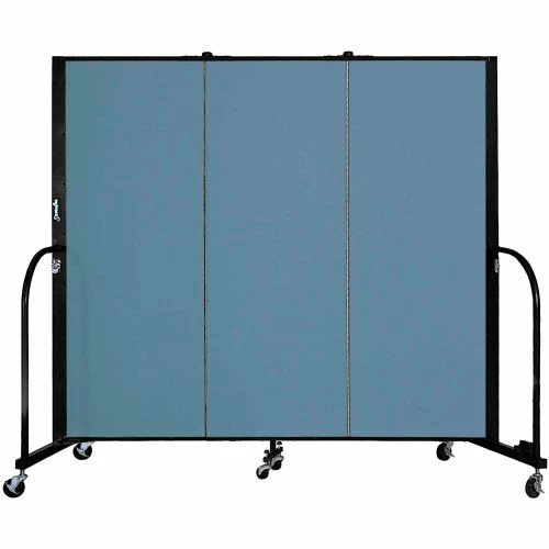 Screenflex 3 Panel Portable Room Divider, 5'H x 5'9"W, Fabric Color: Summer Blue