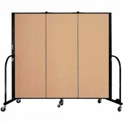 Screenflex 3 Panel Portable Room Divider, 5'H x 5'9"W, Fabric Color: Wheat