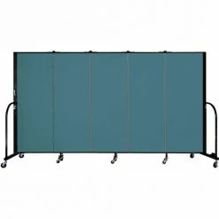Screenflex 5 Panel Portable Room Divider, 5'H x 9'5"W, Fabric Color: Lake