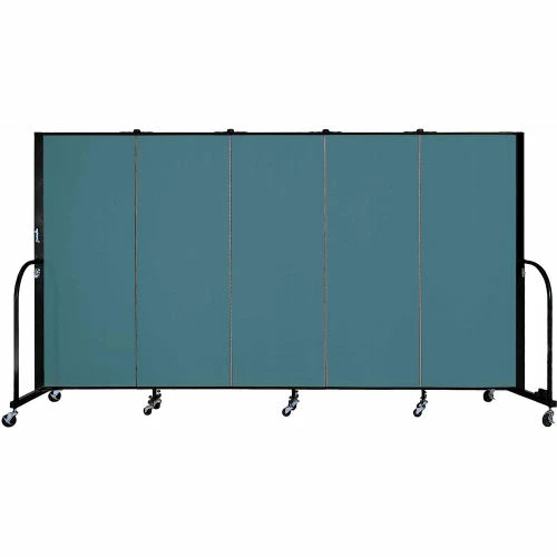 Screenflex 5 Panel Portable Room Divider, 5'H x 9'5"W, Fabric Color: Lake