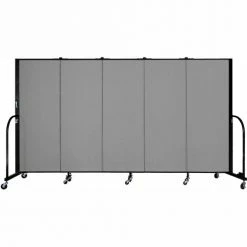Screenflex 5 Panel Portable Room Divider, 5'H x 9'5"W, Fabric Color: Stone