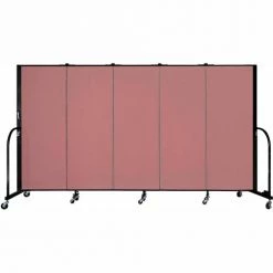 Screenflex 5 Panel Portable Room Divider, 5'H x 9'5"W, Fabric Color: Rose