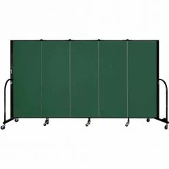 Screenflex 5 Panel Portable Room Divider, 5'H x 9'5"W, Fabric Color: Mallard