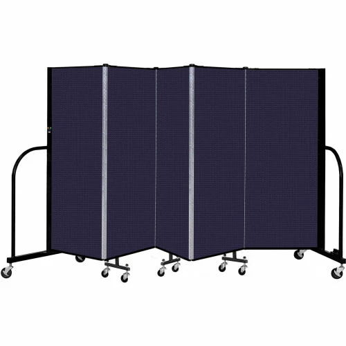 Screenflex 5 Panel Portable Room Divider, 5' H x 9'5" W, Fabric Color: Navy