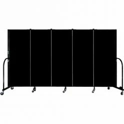 Screenflex 5 Panel Portable Room Divider, 5'H x 9'5"W, Fabric Color: Charcoal Black