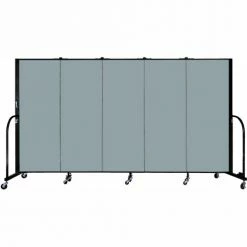Screenflex 5 Panel Portable Room Divider, 5'H x 9'5"W, Fabric Color: Grey Stone