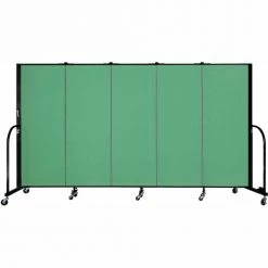 Screenflex 5 Panel Portable Room Divider, 5'H x 9'5"W, Fabric Color: Sea Green