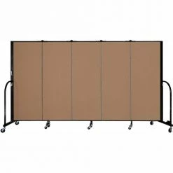 Screenflex 5 Panel Portable Room Divider, 5'H x 9'5"W, Fabric Color: Beech
