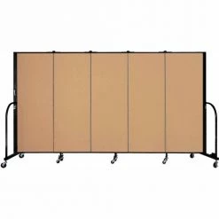 Screenflex 5 Panel Portable Room Divider, 5'H x 9'5"W, Fabric Color: Sand