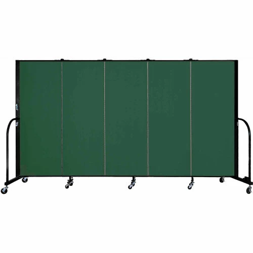 Screenflex 5 Panel Portable Room Divider, 5'H x 9'5"W, Fabric Color: Green