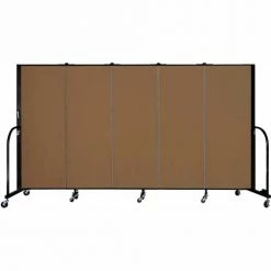 Screenflex 5 Panel Portable Room Divider, 5'H x 9'5"W, Fabric Color: Oatmeal
