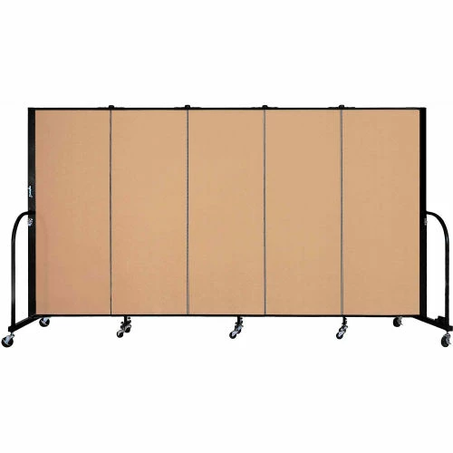 Screenflex 5 Panel Portable Room Divider, 5'H x 9'5"W, Fabric Color: Wheat