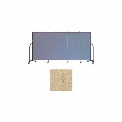Screenflex 5 Panel Portable Room Divider, 5'H x 9'5"W, Vinyl Color: Sandalwood